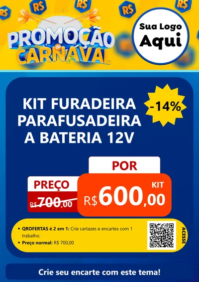 Modelo de Cartaz para Cartaz A4 Vertical com o tema Promoção de Carnaval para Maquinas e Ferramentas