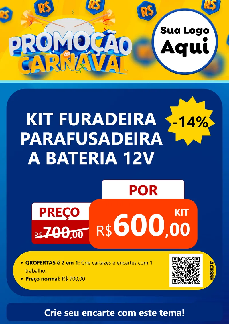 Modelo de Cartaz para Cartaz A4 Vertical com o tema Promoção de Carnaval para Maquinas e Ferramentas