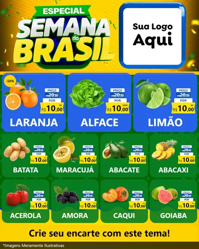 Modelo de Rede Social para Feed Instagram com o tema Especial Semana do Brasil para Hortifrúti