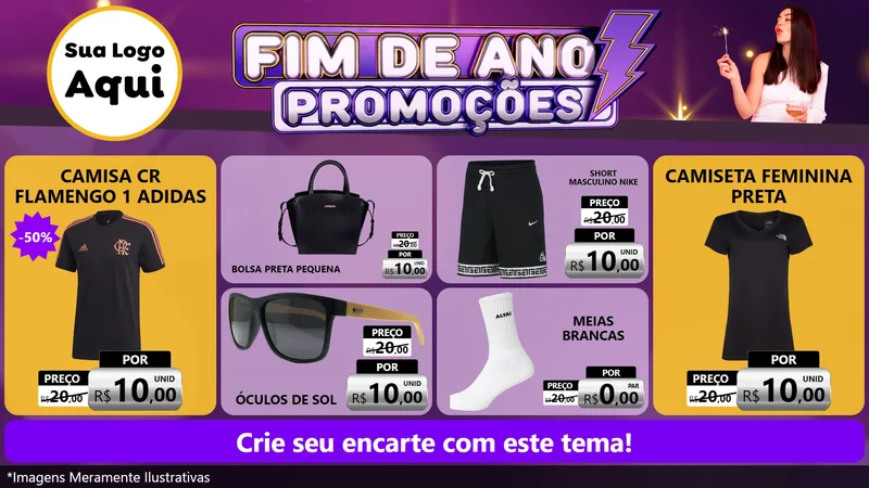 Modelo de TV para TV Horizontal com o tema Fim de Ano Promoções para Roupas e acessórios