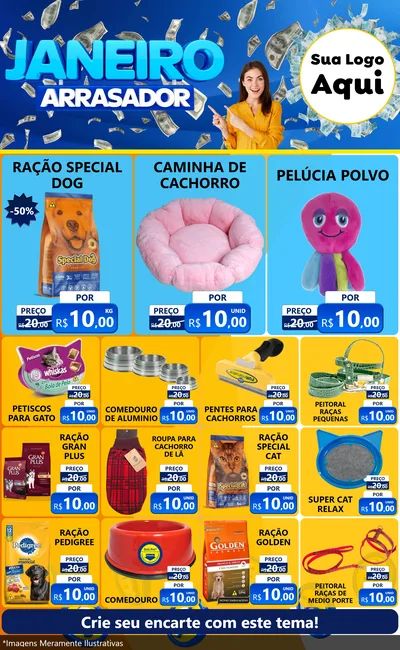 Modelo de Encarte para Encarte Grande com o tema Janeiro Arrasador para Pet Shop