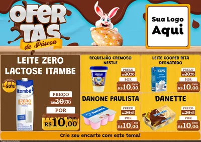 Modelo de Encarte para Encarte A4 Horizontal com o tema Ofertas de Páscoa para Frios e Laticínios