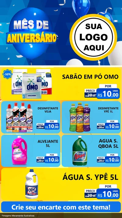Modelo de TV para TV Vertical com o tema Mês de Aniversário para Produtos de Limpeza