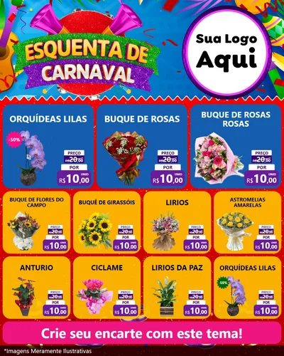 Modelo de Rede Social para Feed Instagram com o tema Esquenta de Carnaval para Floricultura e jardim