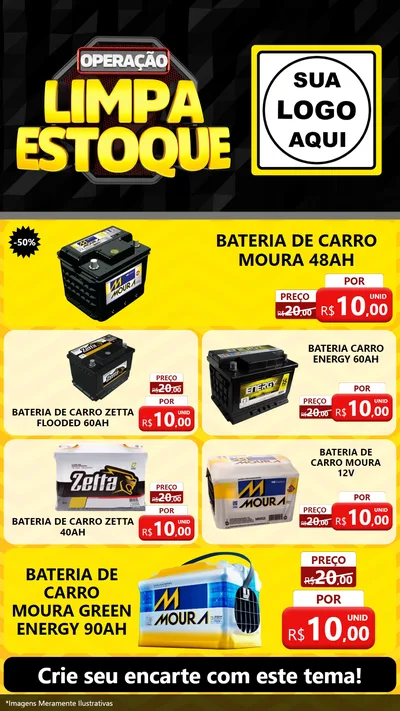 Modelo de TV para TV Vertical com o tema Operação Limpa Estoque para Baterias Elétricas
