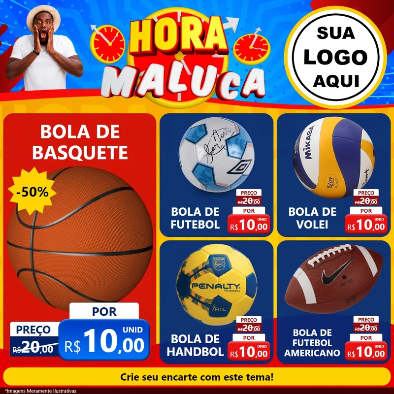 Modelo de Rede Social para Feed Facebook com o tema Hora Maluca para Artigos Esportivos
