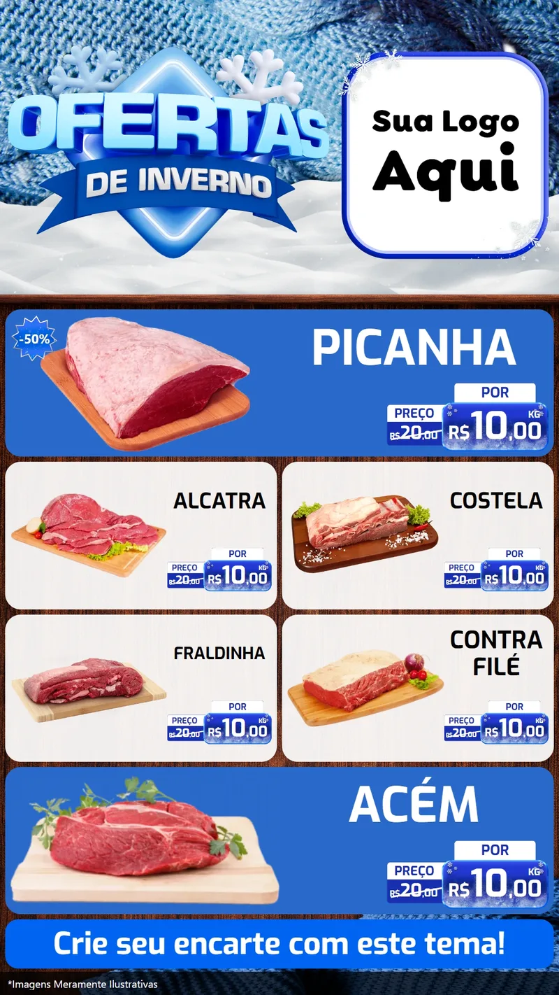 Modelo de TV para TV Vertical com o tema Ofertas de Inverno para Açougue