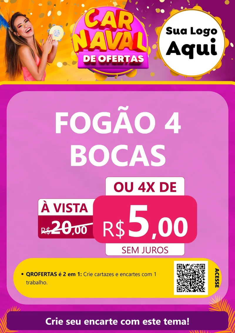 Modelo de Cartaz para Cartaz A4 Vertical com o tema Carnaval de Ofertas para Móveis e Eletro