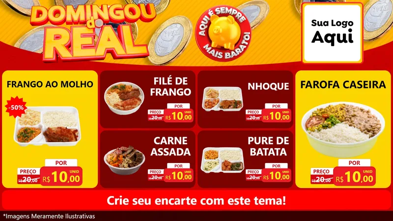 Modelo de TV para TV Horizontal com o tema Domingou do Real para Restaurante