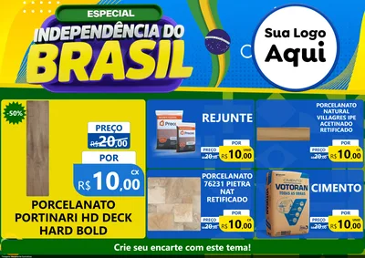 Modelo de Encarte para Encarte A4 Horizontal com o tema Especial Independência do Brasil para Pisos e revestimentos