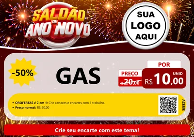 Modelo de Cartaz para Cartaz A4 Horizontal com o tema Saldão de Ano Novo para Água e gás
