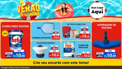 Modelo de TV para TV Horizontal com o tema Verão da Economia para Produtos para Piscina