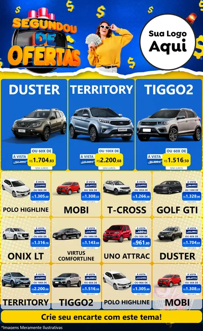 Modelo de Encarte para Encarte Grande com o tema Segundou de Ofertas para Concessionaria de Carros