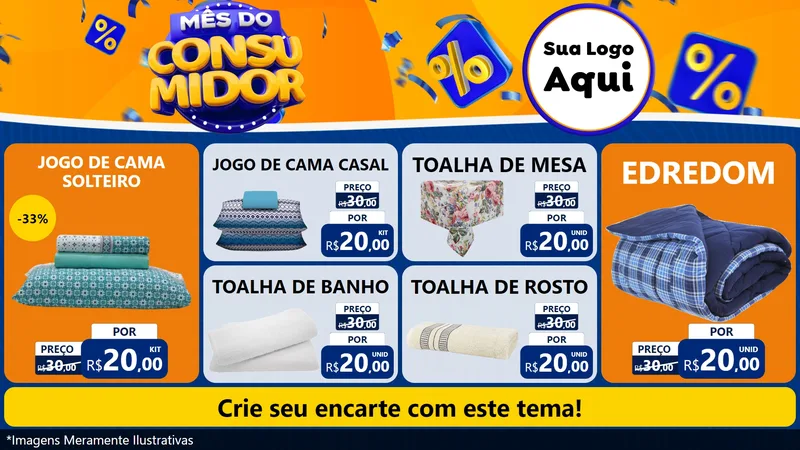 Modelo de TV para TV Horizontal com o tema Mês do Consumidor para Cama, Mesa e Banho