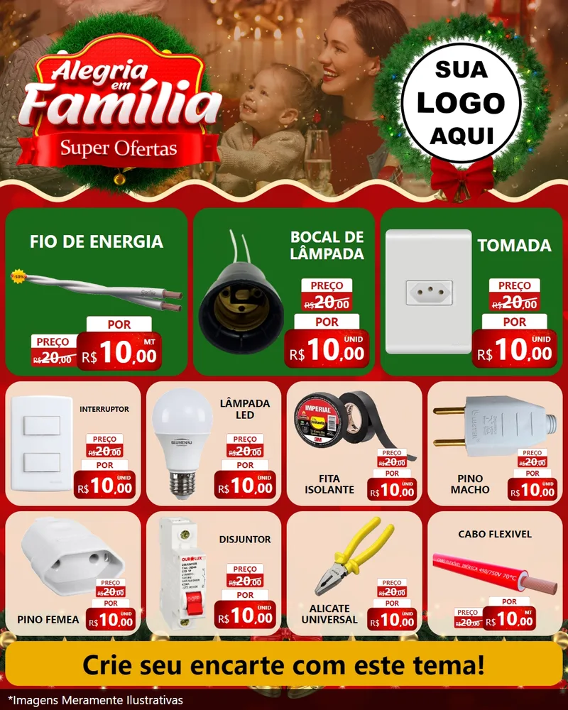Modelo de Rede Social para Feed Instagram com o tema Alegria Em Família - Super Ofertas para Materiais Elétricos