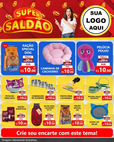 Modelo de Rede Social para Feed Instagram com o tema Super Saldão para Pet Shop