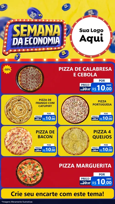 Modelo de TV para TV Vertical com o tema Semana da Economia para Pizzaria