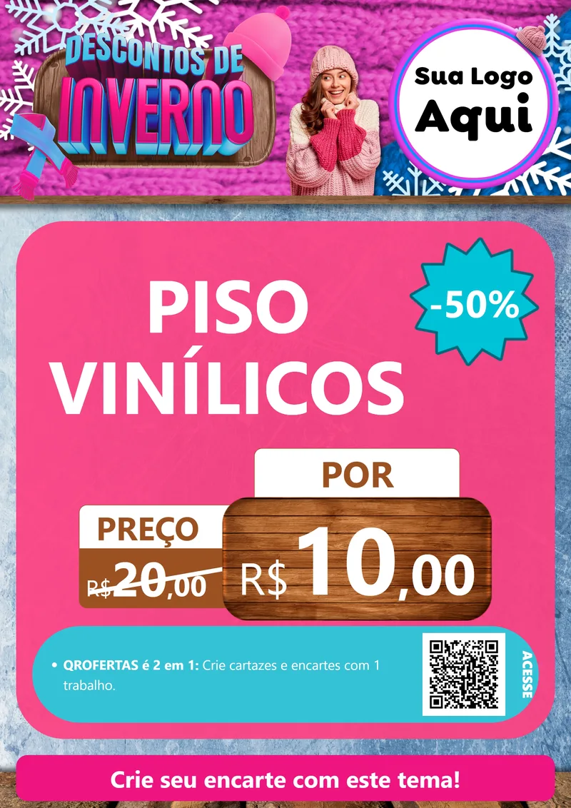 Modelo de Cartaz para Cartaz A4 Vertical com o tema Descontos de Inverno para Material para Construção
