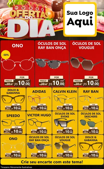 Modelo de Encarte para Encarte Grande com o tema Ofertas do Dia para Óticas
