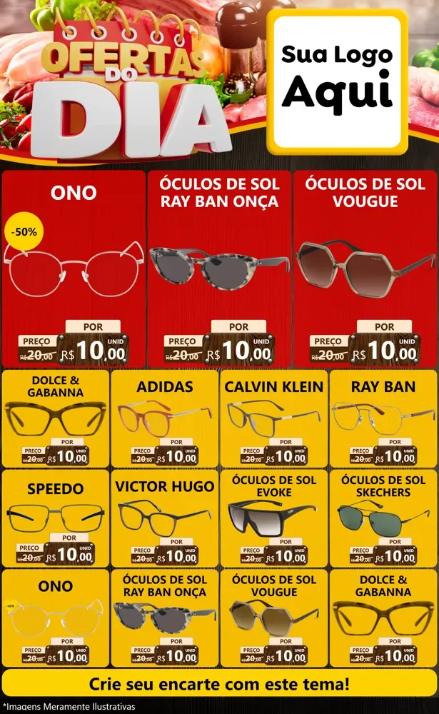 Modelo de Encarte para Encarte Grande com o tema Ofertas do Dia para Óticas