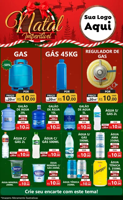 Modelo de Encarte para Encarte Grande com o tema Natal Imperdível para Água e gás