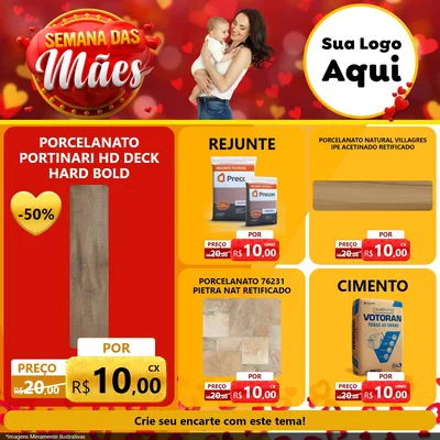 Modelo de Rede Social para Feed Facebook com o tema Semana das Mães para Pisos e revestimentos