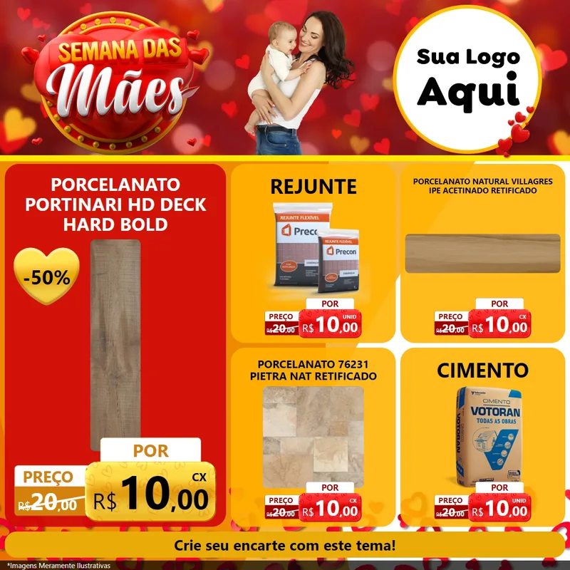 Modelo de Rede Social para Feed Facebook com o tema Semana das Mães para Pisos e revestimentos