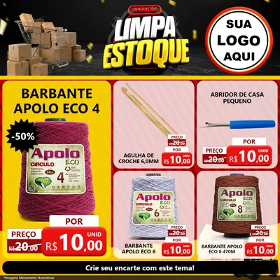 Modelo de Rede Social para Feed Facebook com o tema Operação Limpa Estoque para Armarinho e Aviamentos