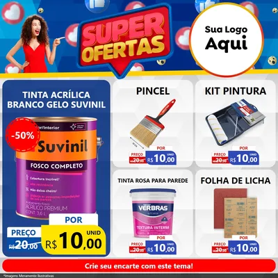 Modelo de Rede Social para Feed Facebook com o tema Super Ofertas para Tintas e Ferramentas