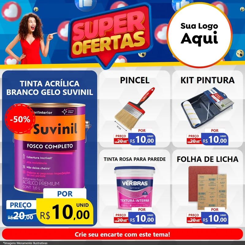 Modelo de Rede Social para Feed Facebook com o tema Super Ofertas para Tintas e Ferramentas