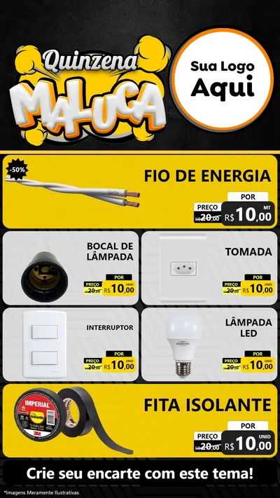 Modelo de TV para TV Vertical com o tema Quinzena Maluca para Materiais Elétricos