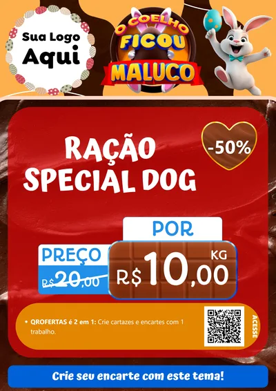 Modelo de Cartaz para Cartaz A4 Vertical com o tema O Coelho Ficou Maluco - Páscoa para Pet Shop