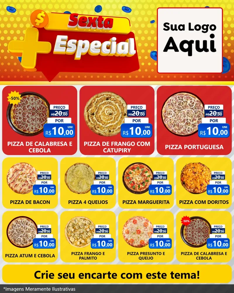 Modelo de Rede Social para Feed Instagram com o tema Sexta Mais Especial para Pizzaria