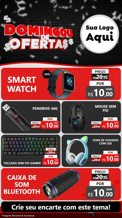 Modelo de TV para TV Vertical com o tema Domingou de Ofertas para Informática