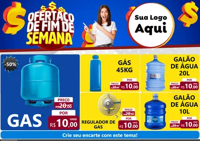 Modelo de Encarte para Encarte A4 Horizontal com o tema Ofertaço de Fim de Semana para Água e gás
