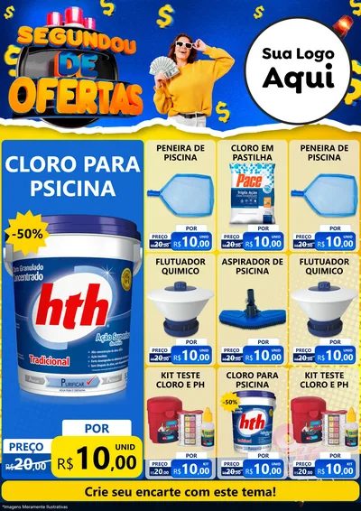 Modelo de Encarte para Encarte A4 Vertical com o tema Segundou de Ofertas para Produtos para Piscina