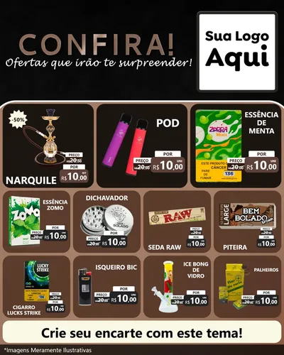 Modelo de Rede Social para Feed Instagram com o tema Confira! Ofertas que irão te surpreender! para Tabacaria