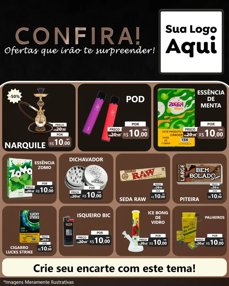 Modelo de Rede Social para Feed Instagram com o tema Confira! Ofertas que irão te surpreender! para Tabacaria