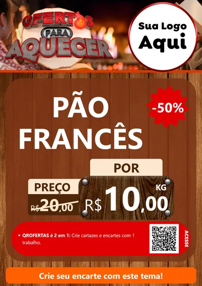 Modelo de Cartaz para Cartaz A4 Vertical com o tema Ofertas Para Aquecer para Padaria