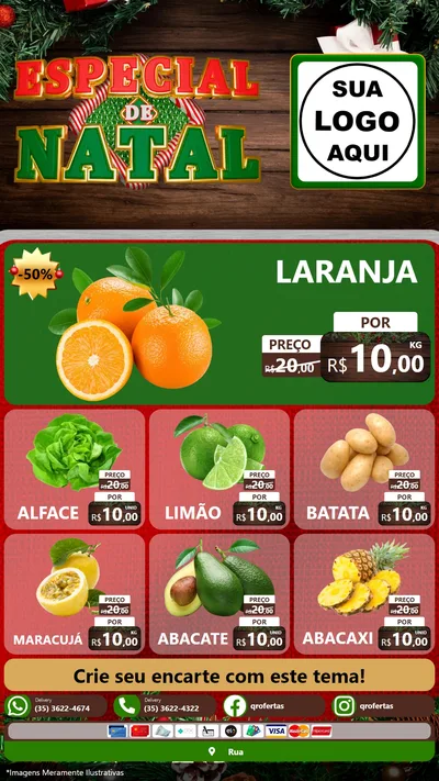 Modelo de Rede Social para Stories com o tema Especial de Natal para Hortifrúti