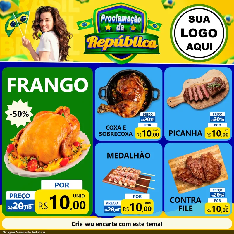 Modelo de Rede Social para Feed Facebook com o tema Proclamação da República para Assados