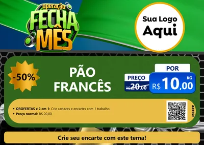 Modelo de Cartaz para Cartaz A4 Horizontal com o tema Operação Fecha Mês para Padaria
