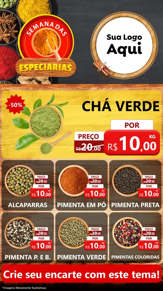 Modelo de Rede Social para Stories com o tema Semana das Especiarias para Produtos Naturais