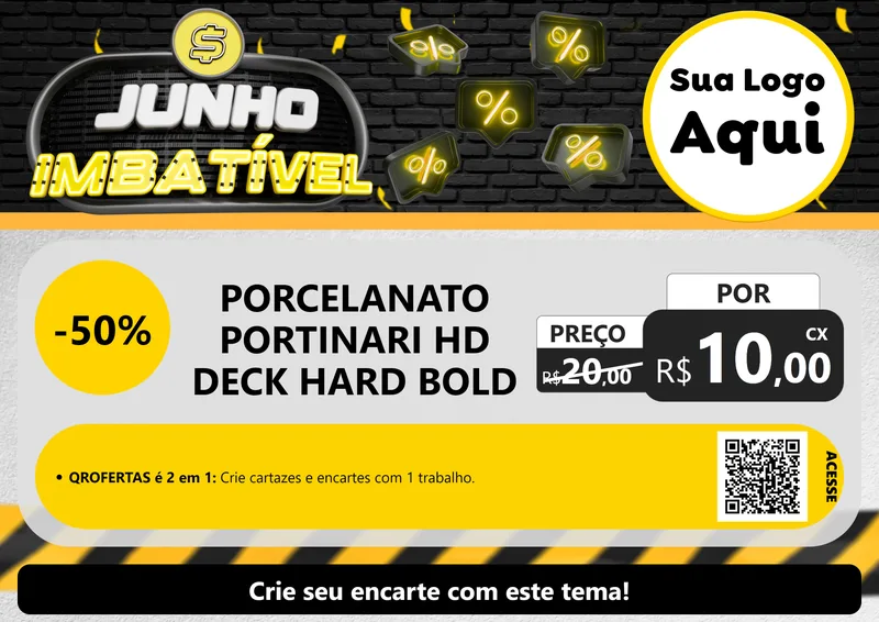 Modelo de Cartaz para Cartaz A4 Horizontal com o tema Junho Imbatível para Pisos e revestimentos