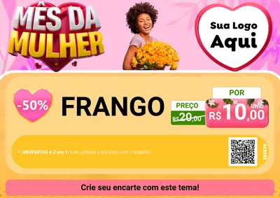 Modelo de Cartaz para Cartaz A4 Horizontal com o tema Mês da Mulher para Assados