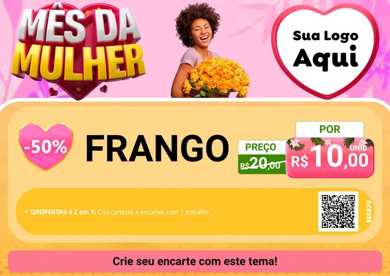 Modelo de Cartaz para Cartaz A4 Horizontal com o tema Mês da Mulher para Assados