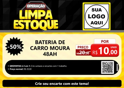 Modelo de Cartaz para Cartaz A4 Horizontal com o tema Operação Limpa Estoque para Baterias Elétricas