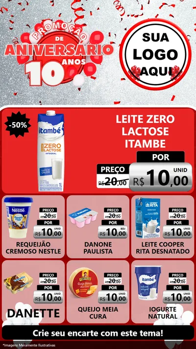 Modelo de Rede Social para Stories com o tema Promoção de Aniversário - 10 Anos para Frios e Laticínios