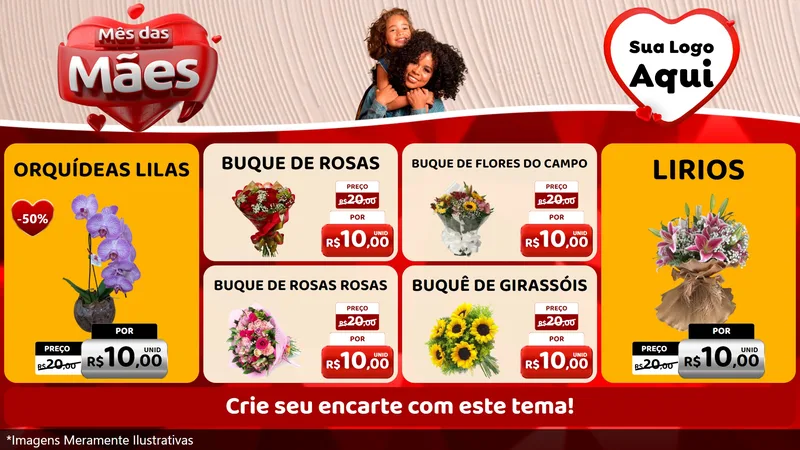Modelo de TV para TV Horizontal com o tema Mês das Mães para Floricultura e jardim