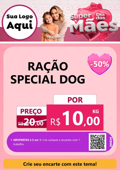Modelo de Cartaz para Cartaz A4 Vertical com o tema Super Dia Das Mães para Pet Shop